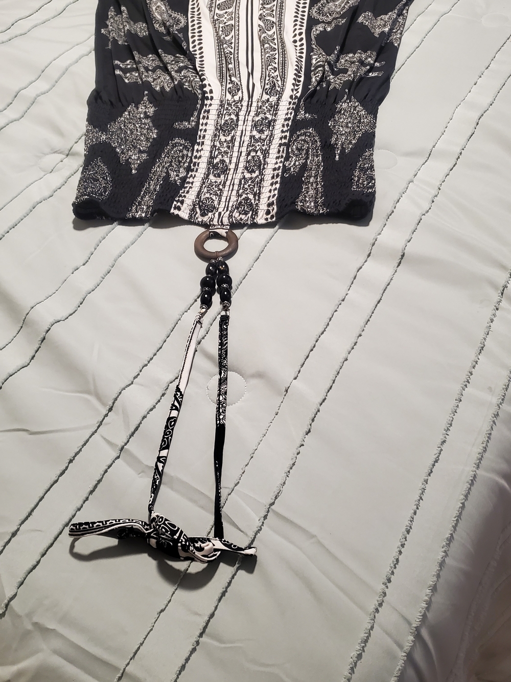 Black & White Printed Maxi Dress with Halter Tie